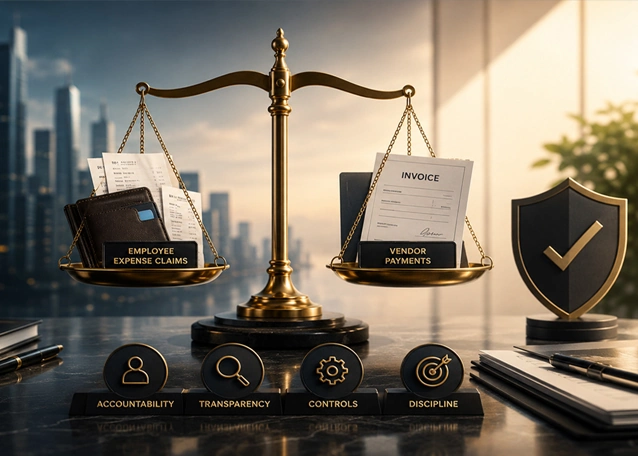 Business professional managing employee expense claims and vendor payments